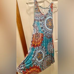 Women’s Sleeveless Casual Swing Dress with built in pockets, Size Large